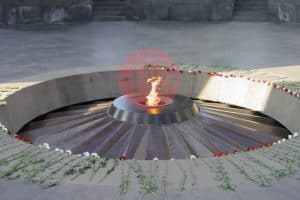 Eternal flame at holocaust memorial, Yerevan, Armenia