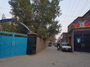 The memorial of Akash Bashir in front of St. John's Catholic Church in Youhanabad