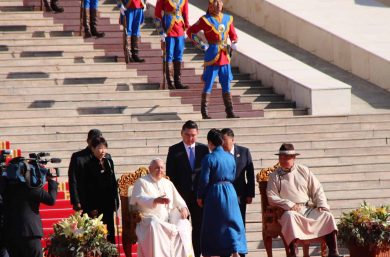 State visit of Pope Francis, meeting with President of Mongolia